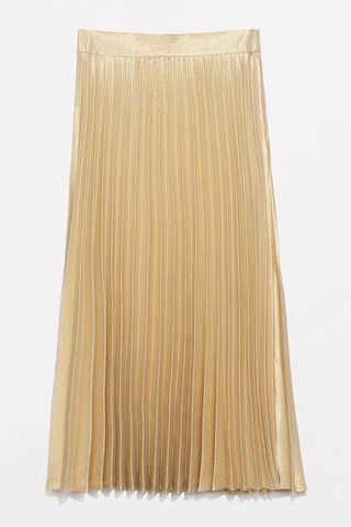 Zara Gold Pleated Skirt, £39.99