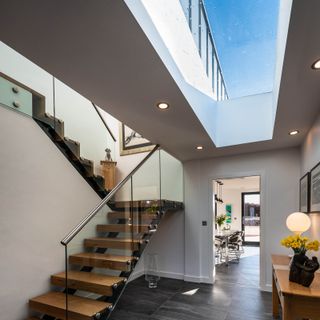 a large rooflight in a hallway
