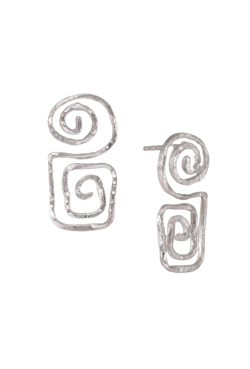 Ottoman Hands, Megara Sterling Silver Spiral Stud Earrings