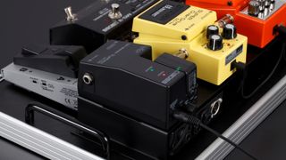 Boss WL-50 review: WL-50 mounted to a black and silver pedalboard