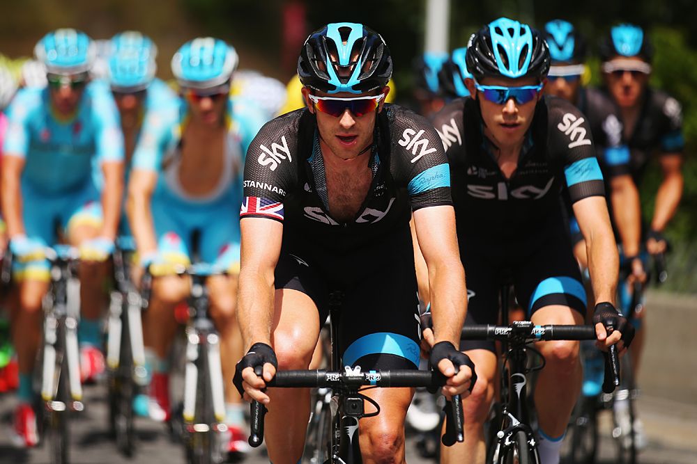 Team Sky on the front of the peloton working for overall race leader Chris Froome
