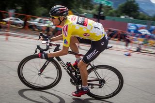 Tejay van Garderen (BMC) in the yellow jersey on stage 4 of the USA Pro Challenge in Colorado Springs