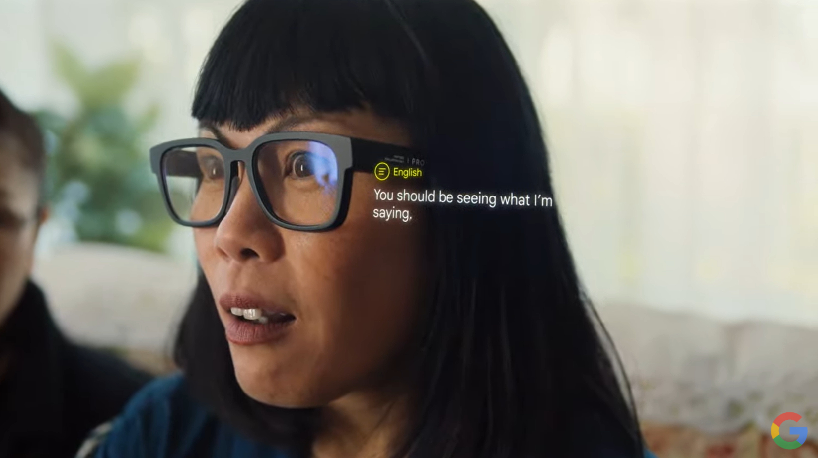 Et skjermbilde fra demonstrasjonen av nye Google Glass, sakset fra Google IO 2022