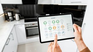 A tablet with smart home apps