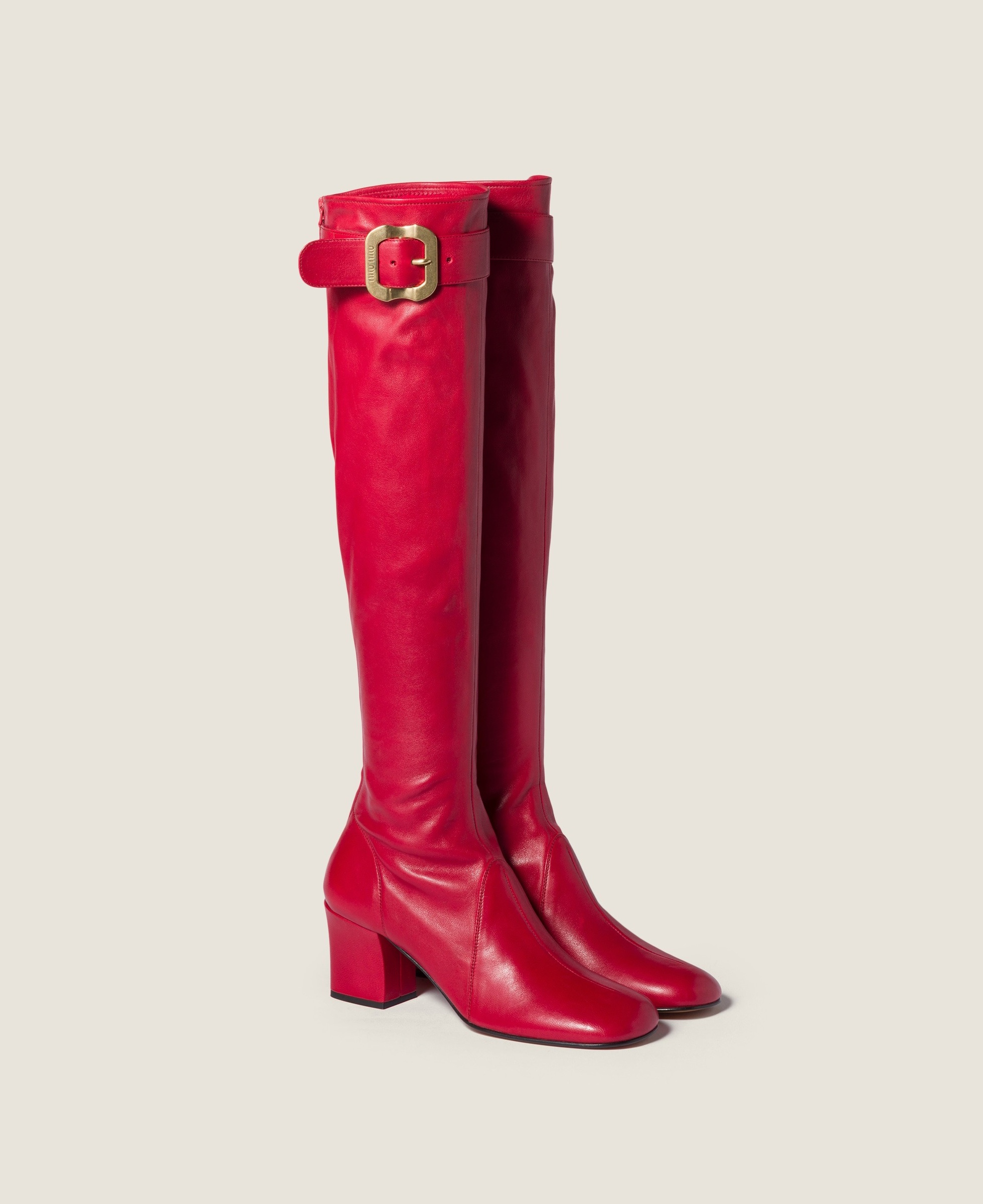 Miu Miu, Nappa Leather Boots With Buckle