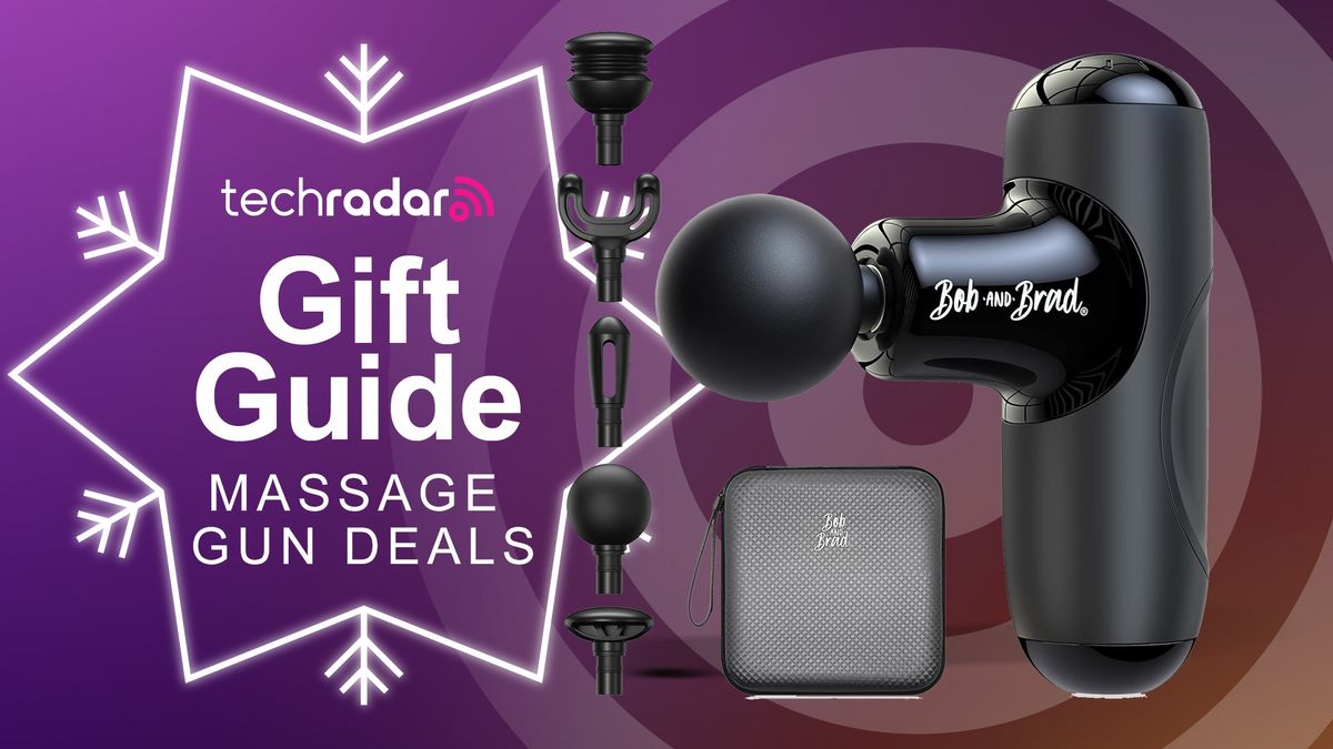 Bob and Brad massage gun on Techradar deals background