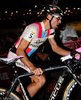 Jeremy Powers (Team Rapha-Focus) racing with the lead group.