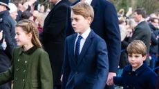 Princess Charlotte, Prince George and Prince Louis walk to church on December 25, 2023 