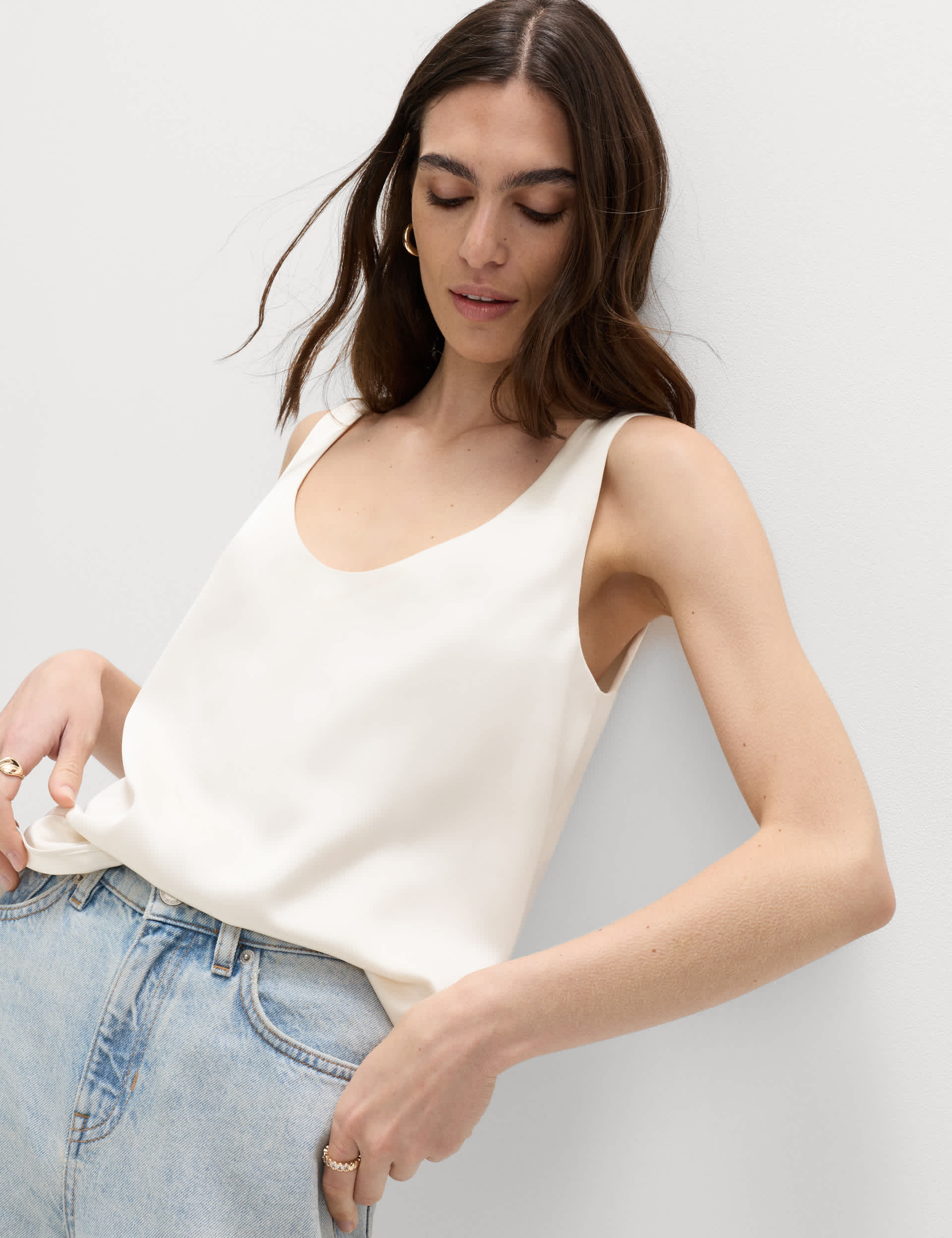Satin Scoop Neck Cami Top