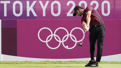 Abraham Ancer hits a tee shot at the Tokyo 2020 Olympics