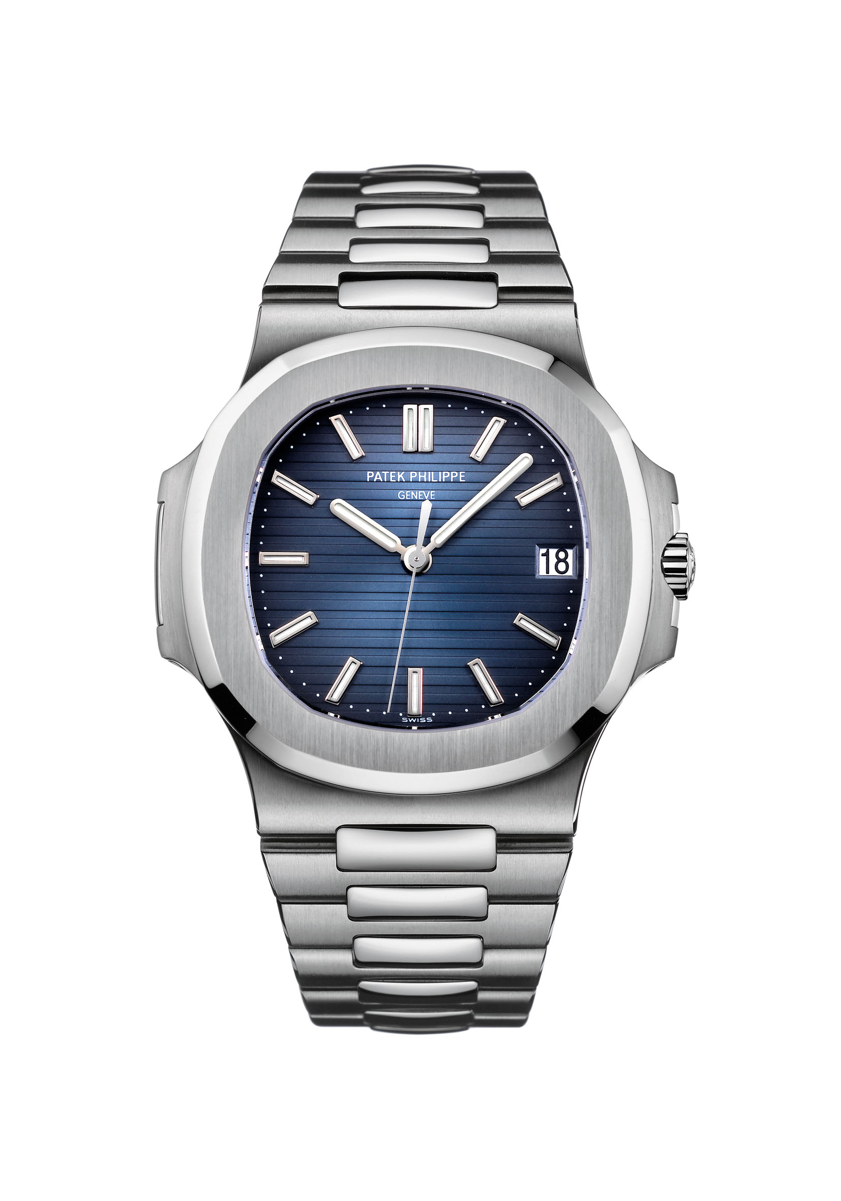 Steel watch with blue dial