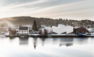 Norway: Sjøfartsmuseet i Porsgrunn wide exterior view