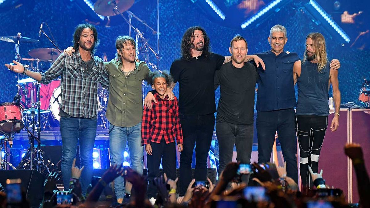 Nandi Bushell onstage with Foo Fighters 