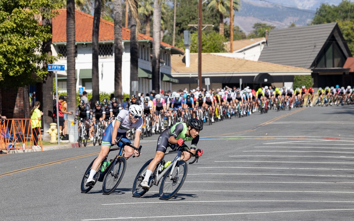 A rider from Team Skyline and Ian Williams (Expeditors Elite Cycling Team) went off the front mid race looking for a prime.