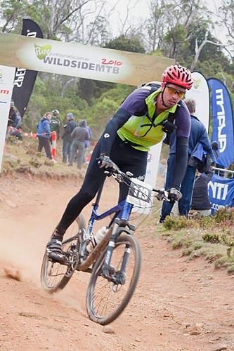 Chad Vowles finishes the first stage.