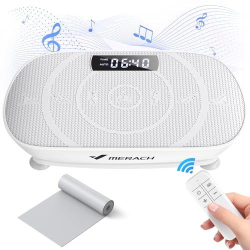 Merach Vibration Plate, Whole Body Workout Powerful Quiet Vibration Plate Exercise Machine for Weight Loss and Shaping, Auto or Manual Speed Control, Built-In Bluetooth Speaker (grey)