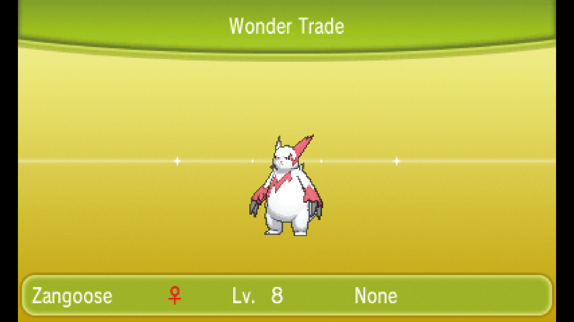 Preparing to Wonder Trade Zangoose in Pokemon X and Y