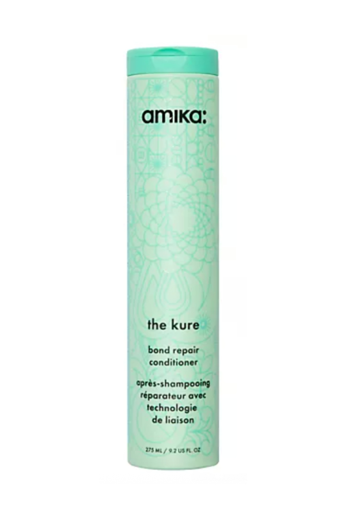 a green bottle of conditioner with black text