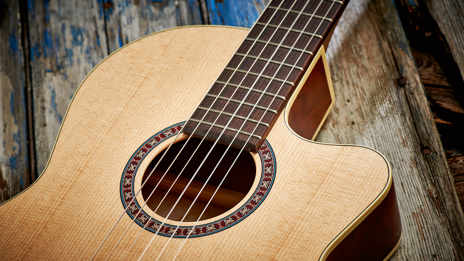 Close up of classical guitar