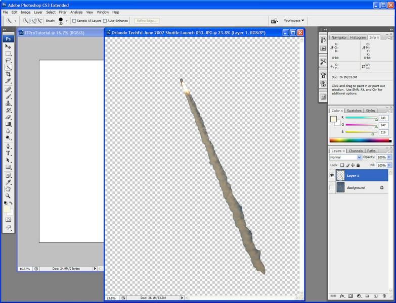 Step 9: Creating layers gives more flexibility for effects and CS3 makes layer management easy.