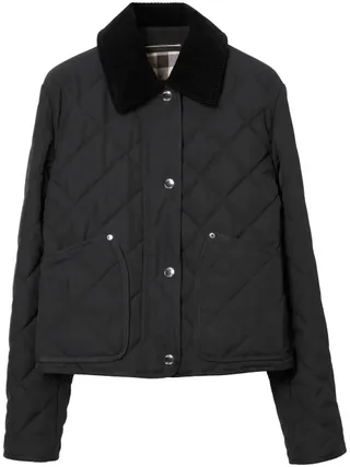 Straight-Point Collar Quilted Jacket