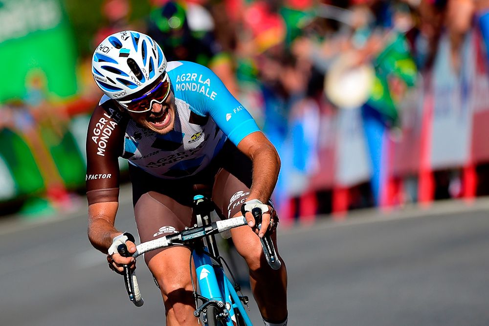 Alexis Gougeard finishes stage 18 at the Vuelta