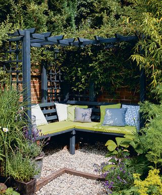 pergola and outdoor sofa in a garden