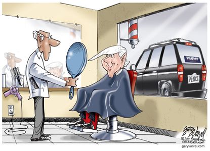 Editorial cartoon U.S. Trump hairstyle
