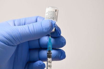 A Pfizer COVID-19 vaccine vial.