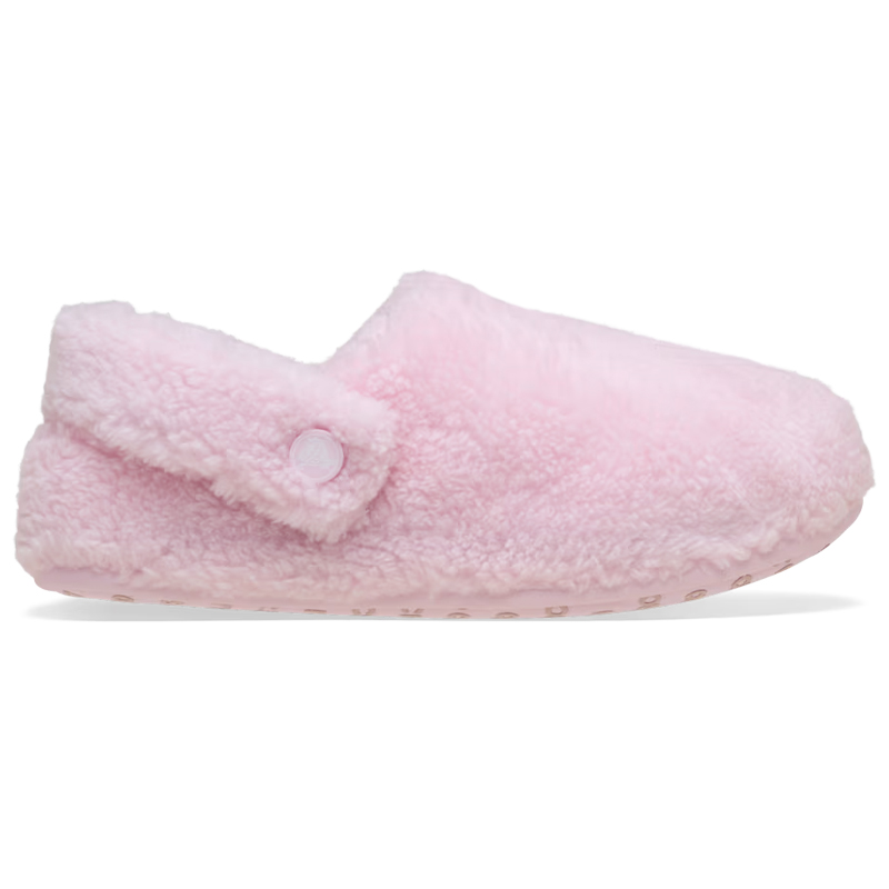 pink borg crocs slippers