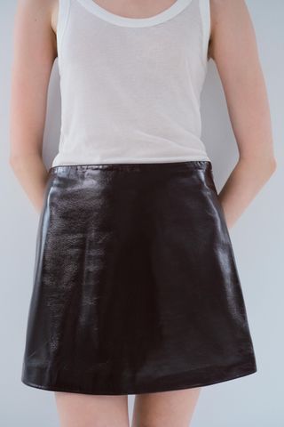 100% Leather Short Skirt Zw Collection