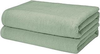 Amazon Basics 100% Cotton Quick-Dry Lightweight Moisture Absorbing Bath Towel, 2-Pack, Seafoam Green, 54" X 30"