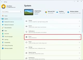 Open Focus settings