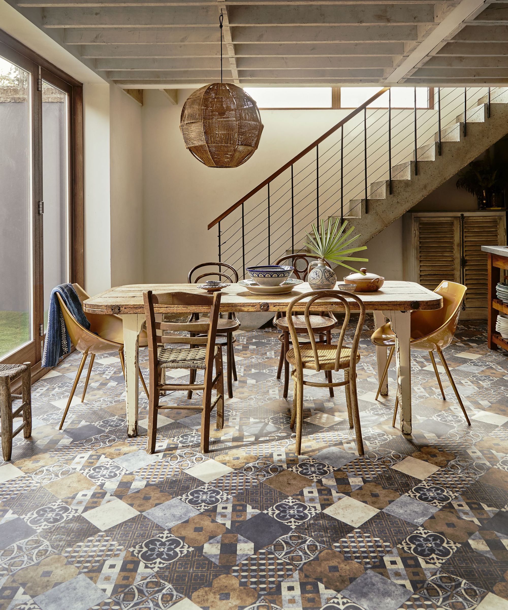 Carpetright Zaragoza Indigo Platinum Luxury Vinyl Tile in dining room, £19.99m2