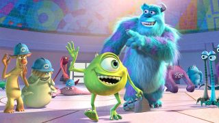 Mike, Sulley, and many other monsters in Monsters Inc.