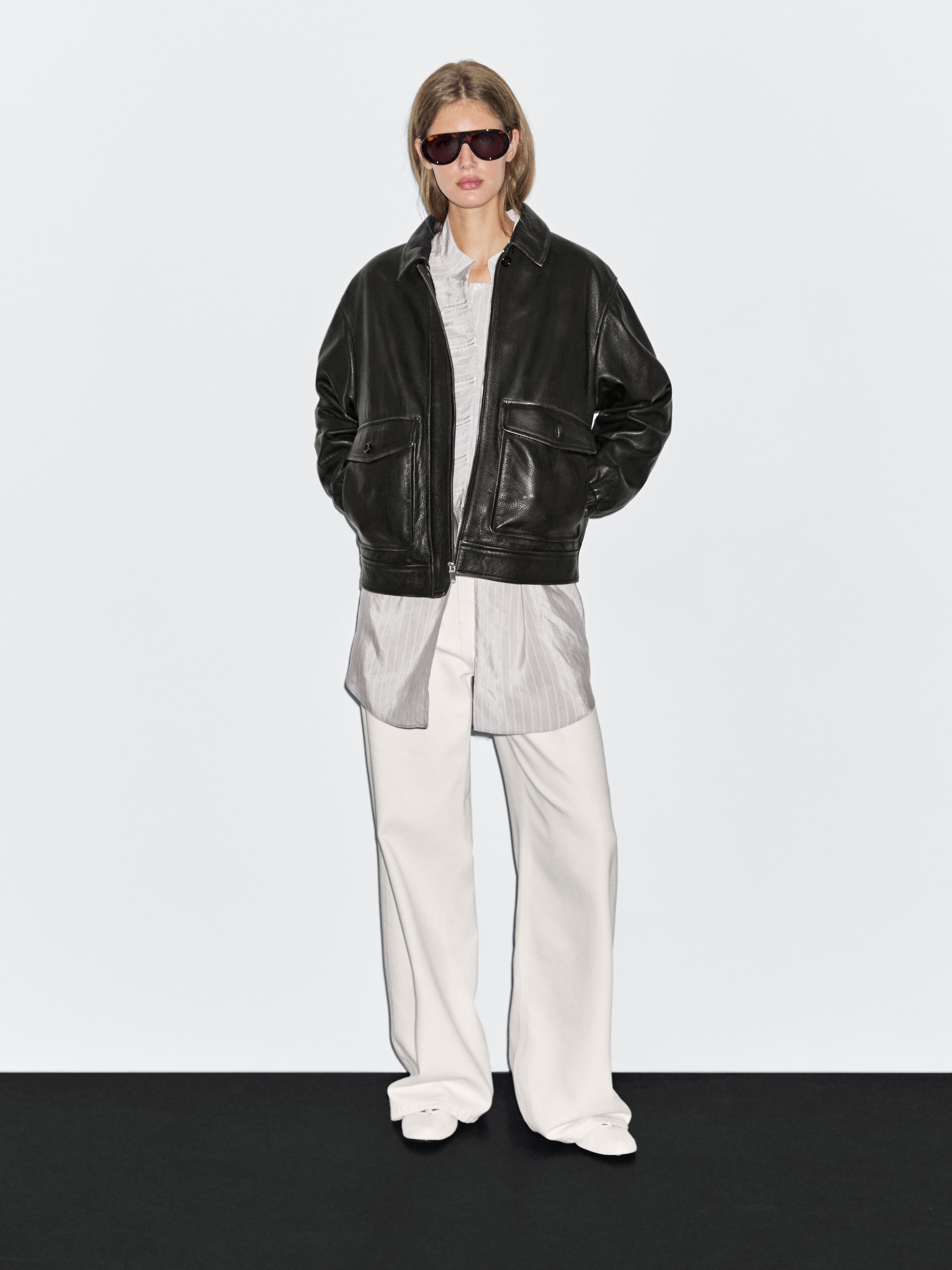Nappa Leather Jacket With Collar Detail