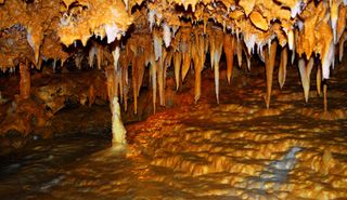 Stalactites in a cave in France.