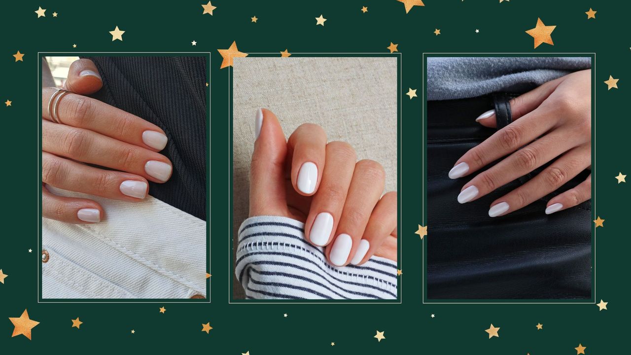 Three white nail designs from Townhouse London salon