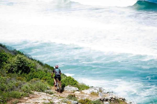 A rider begins the St. Blaze Trail on his way to Pinnacle Point during stage 4