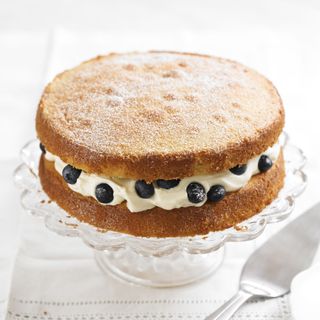 Victoria Sponge with Blueberries and Cream Cheese Icing