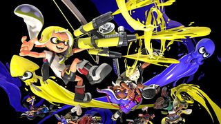 Splatoon 3 characters shooting paint