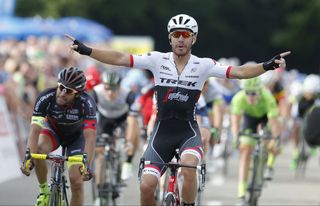 Giacomo Nizzolo (Trek-Segafredo) celebrates the win