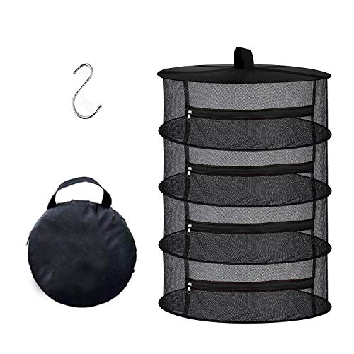 Desy &amp;amp; Feeci 4-Layer Herb Drying Rack - Collapsible Mesh Hanging Dryer Net for Herbs, Flowers, Tea, Fruits, and Vegetables - Includes S-Hook &amp;amp; Storage Bag (24" X 31")