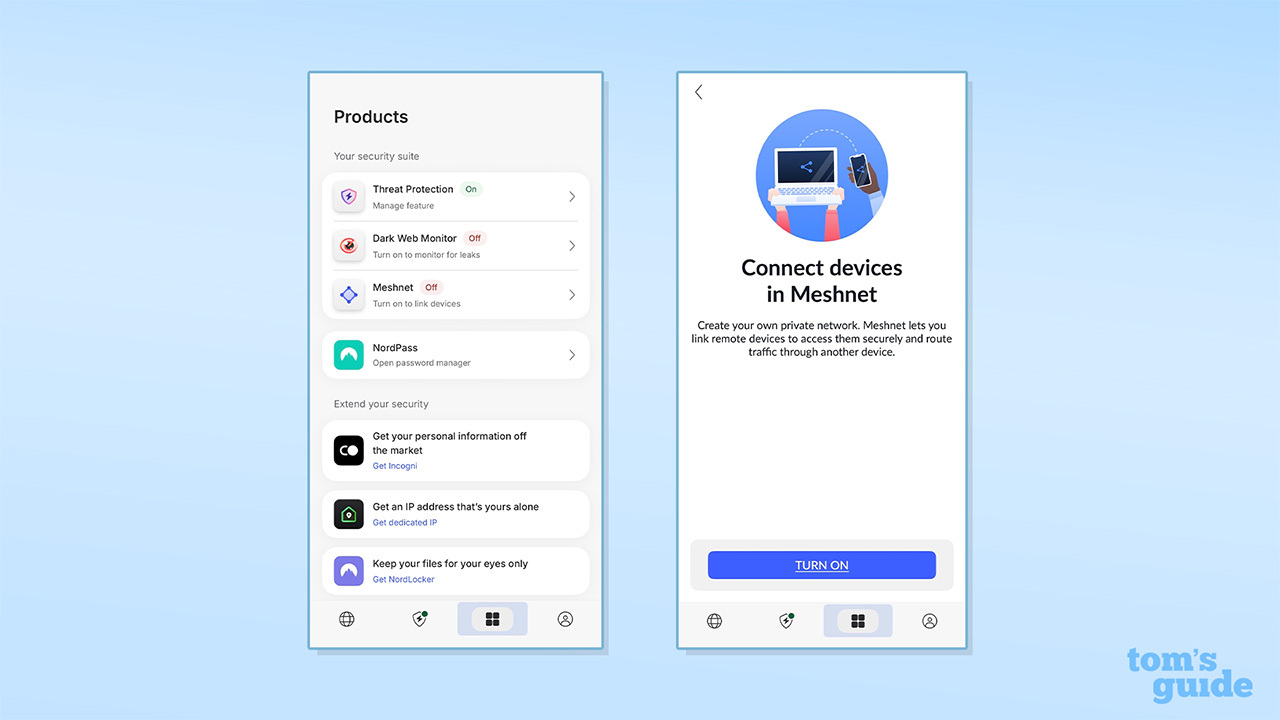 Screenshot of Meshnet on iOS