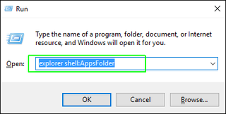 Type "explorer shell:AppsFolder" into the box and hit OK.