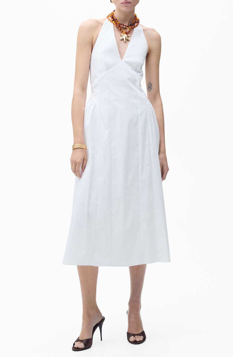 Cotton Blend Halter Midi Dress