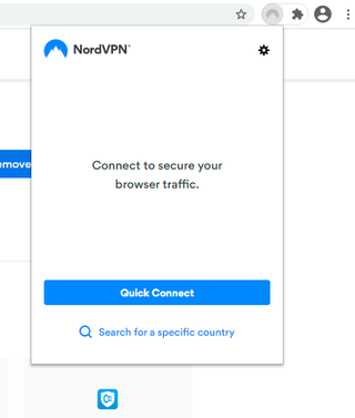 NordVPN extension - Quick connect interface