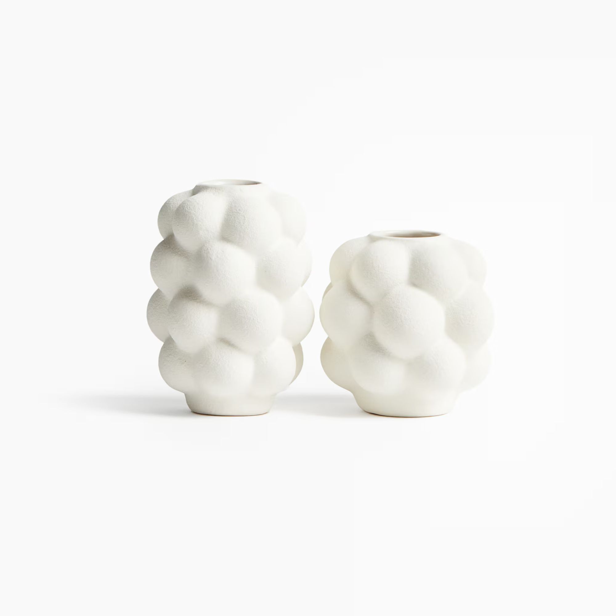 Mini white stoneware bobble vases
