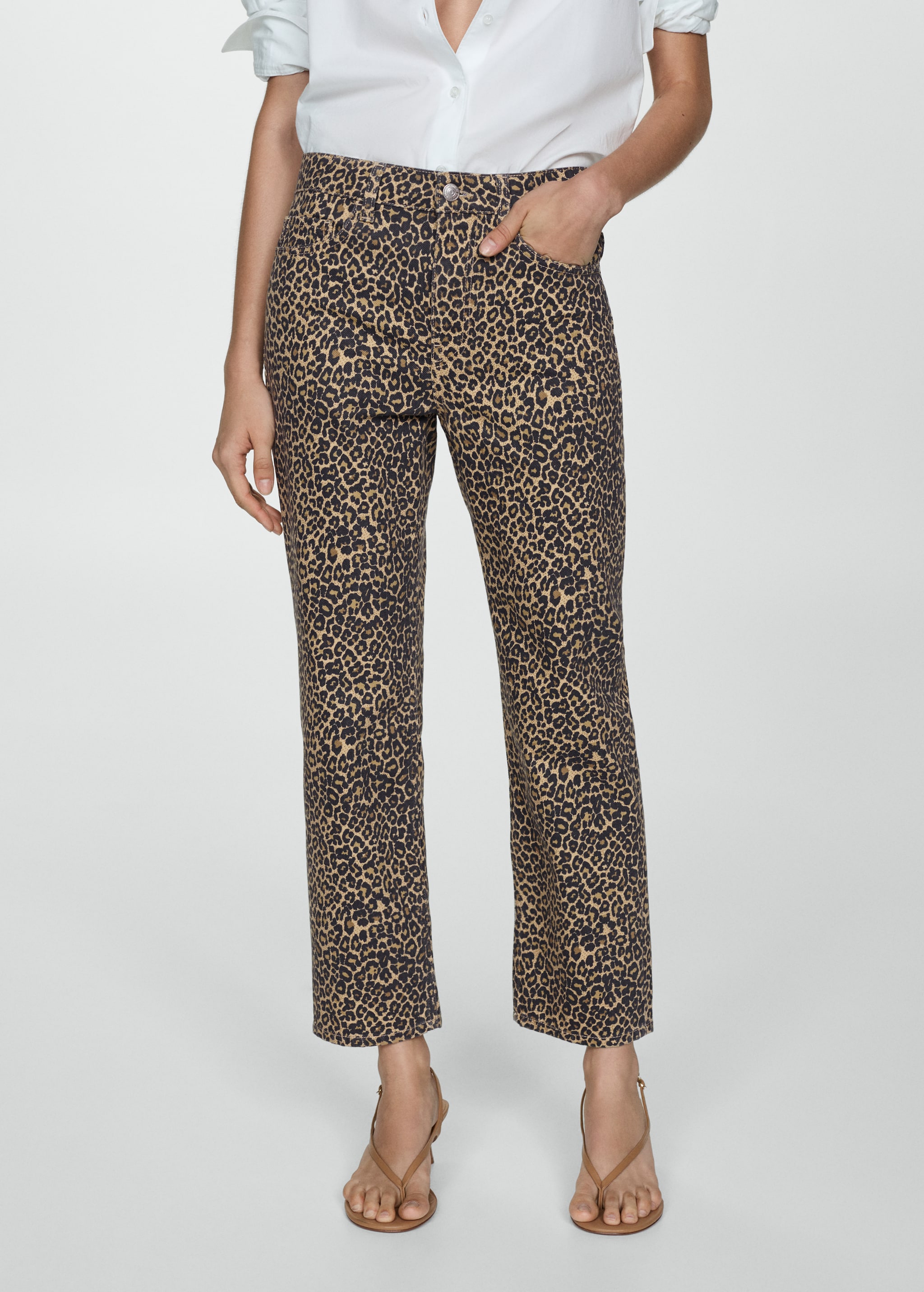 Jeans Rectos Estampado Leopardo - Mujer | Mango Estados Unidos