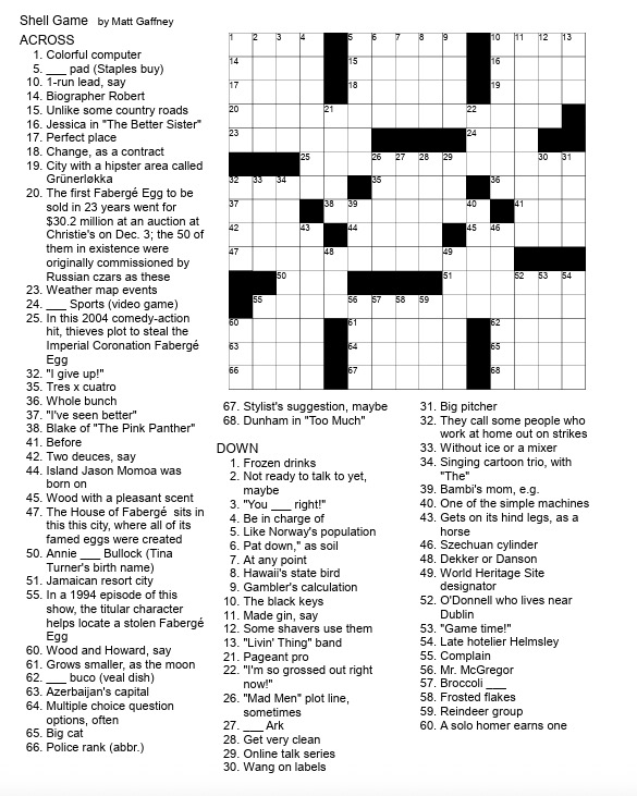 A crossword puzzle.